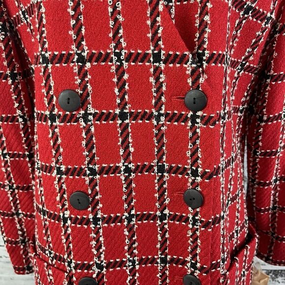 Vintage Clifford & Willis Red Black Wood Plaid Blazer Jacket sz 16 Career Suit - Picture 7 of 12